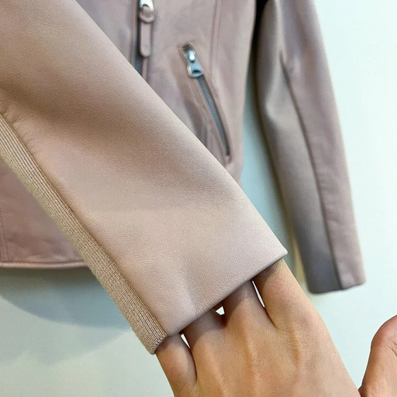 Mackage 100% Leather Light Pink Designer Motorcycle Designer Jacket XS - Picture 5 of 13